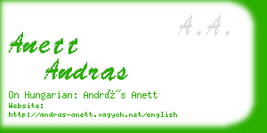 anett andras business card